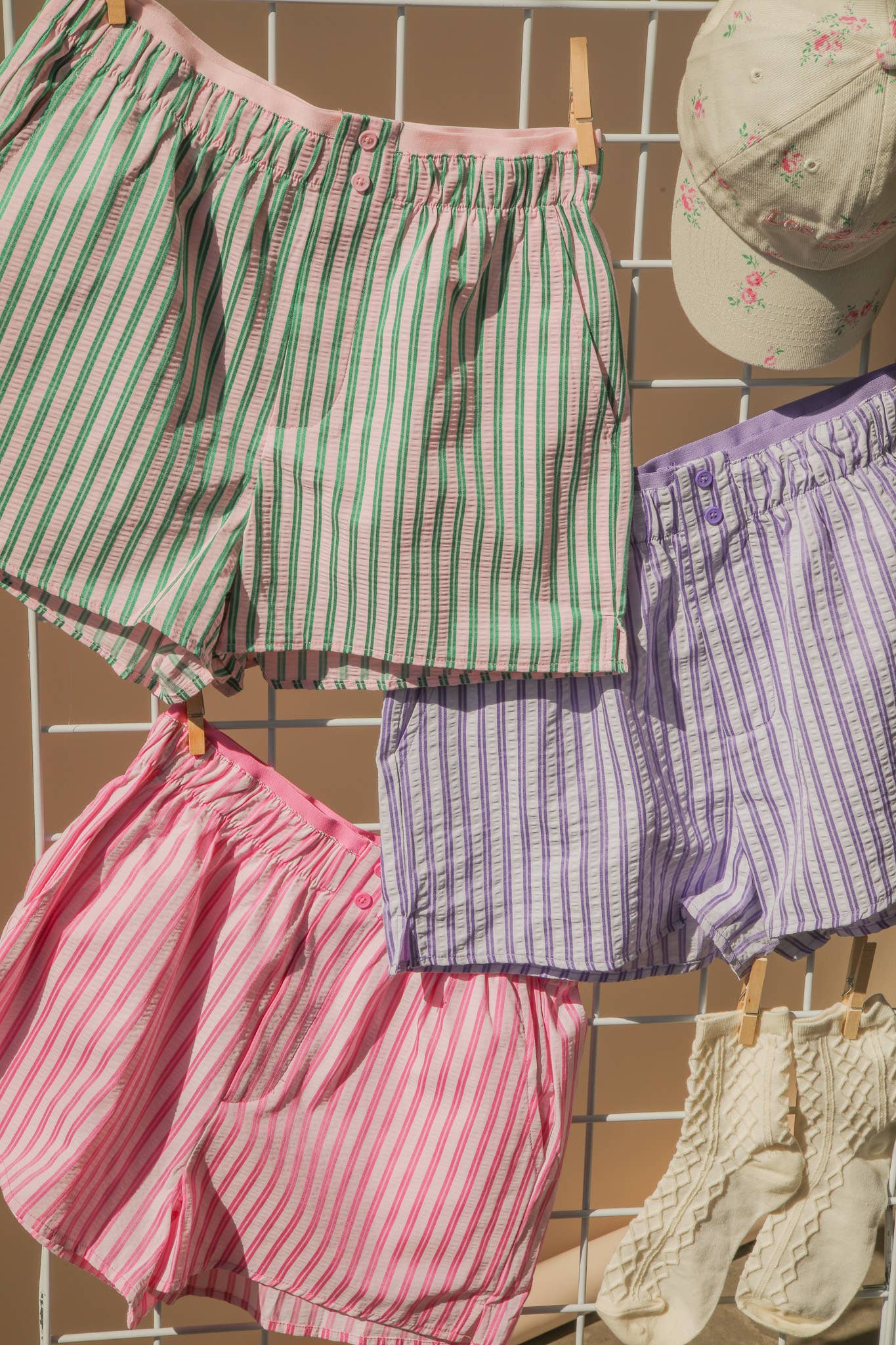Lilac Striped Shorts
