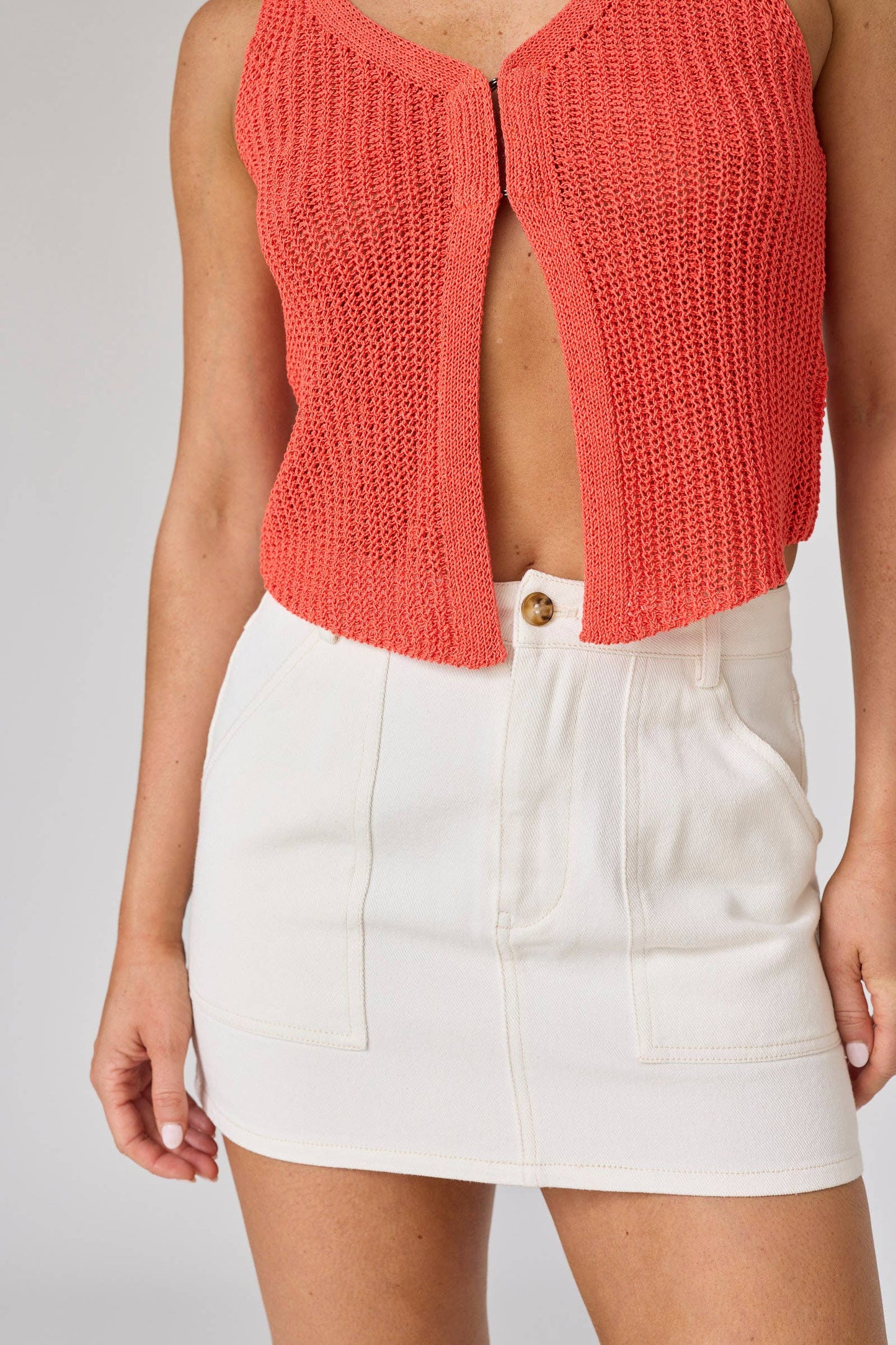 White Denim Mini Skirt