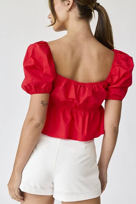 Amelia Poplin Top - Red