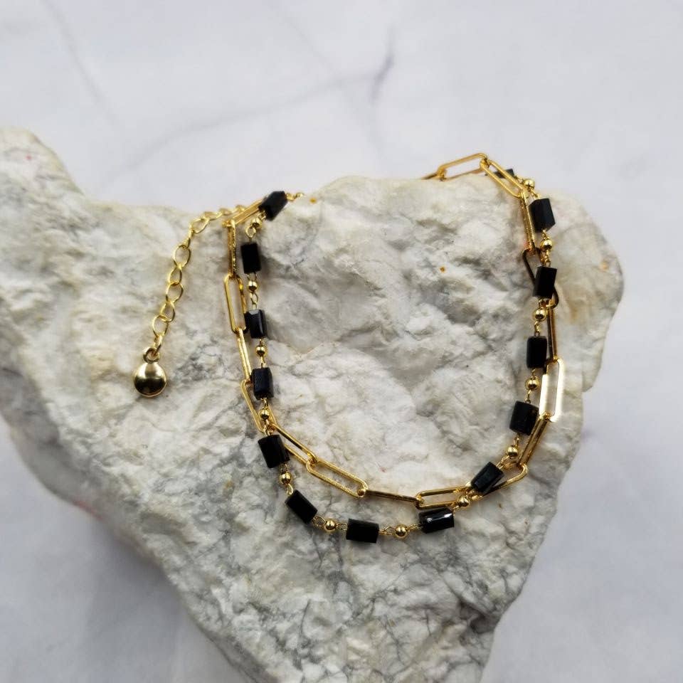 Black Baguette Chain Bracelet