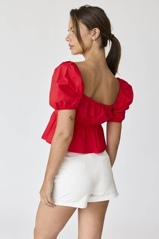 Amelia Poplin Top - Red