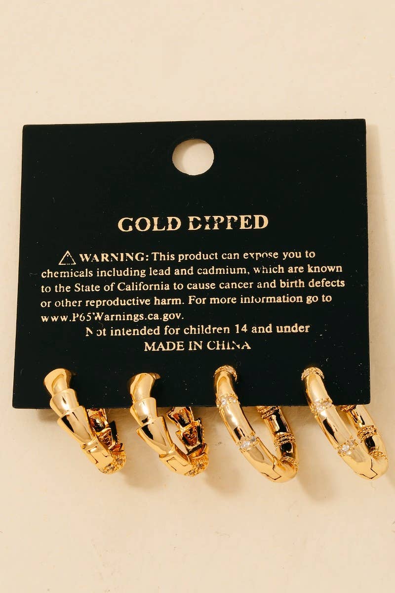 Gold Textured Hoops