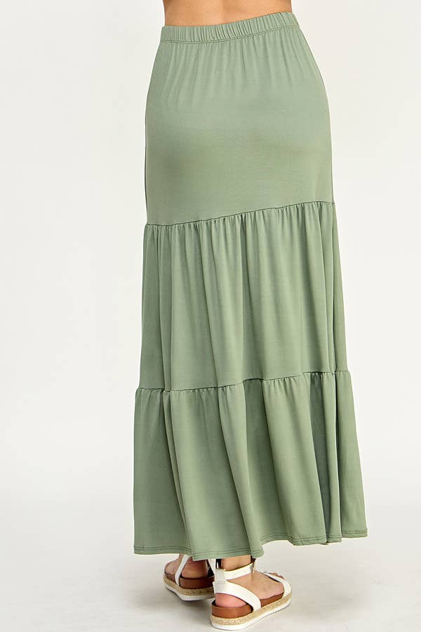 Tiered Midi Skirt - Sage