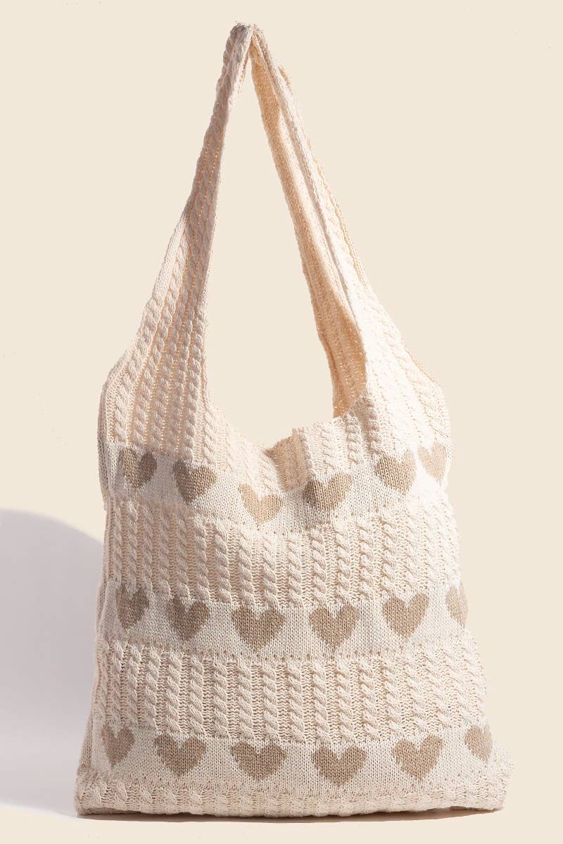 Knit Heart Tote