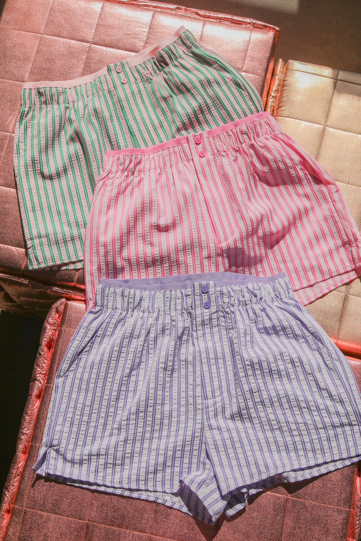 Lilac Striped Shorts