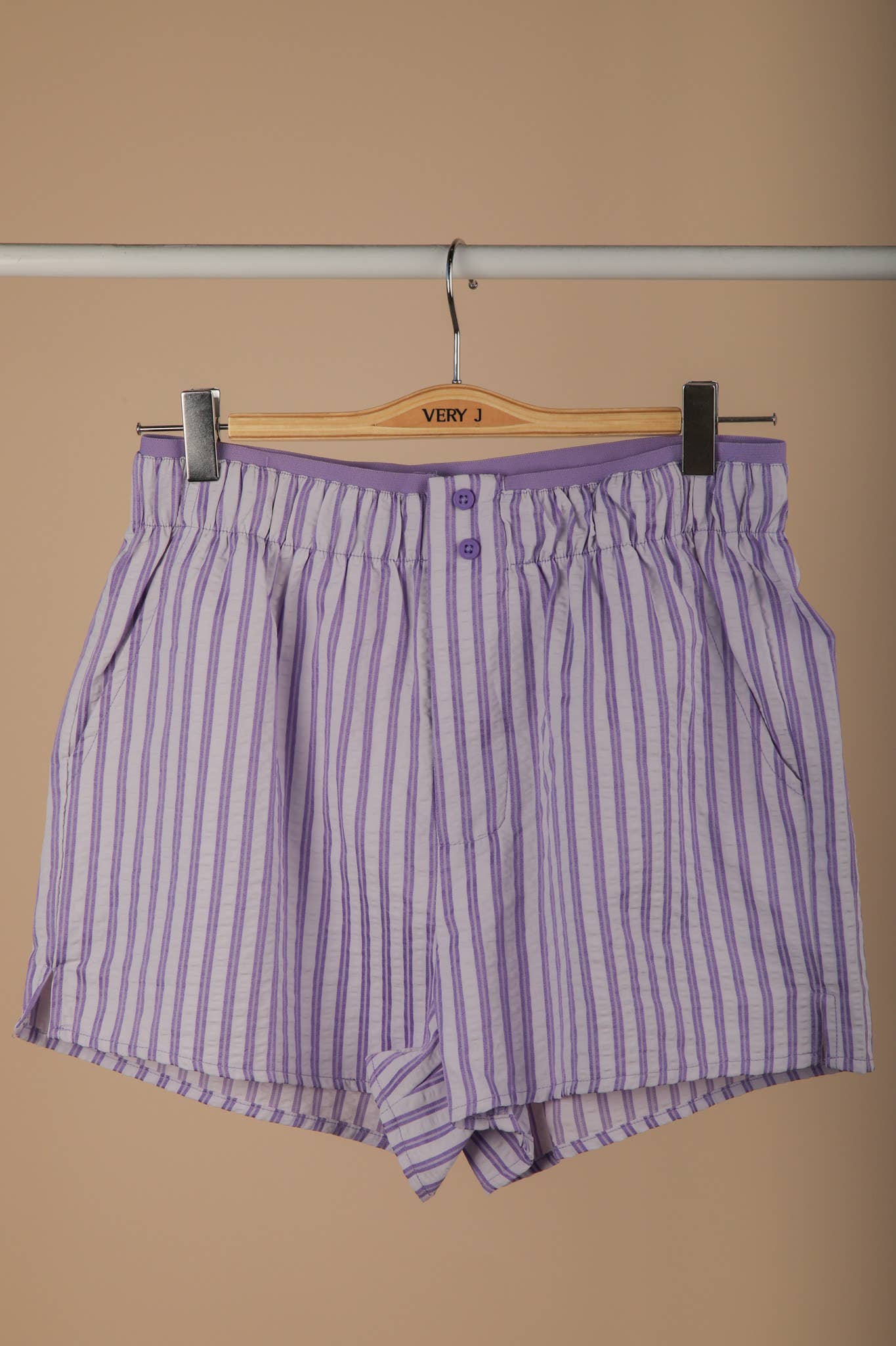 Lilac Striped Shorts
