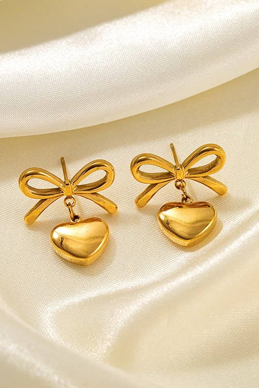 Bow Heart Earrings