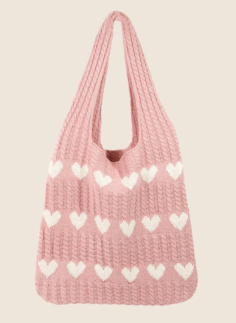 Knit Heart Tote