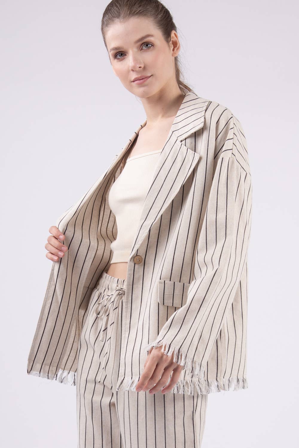 Linen Striped Blazer