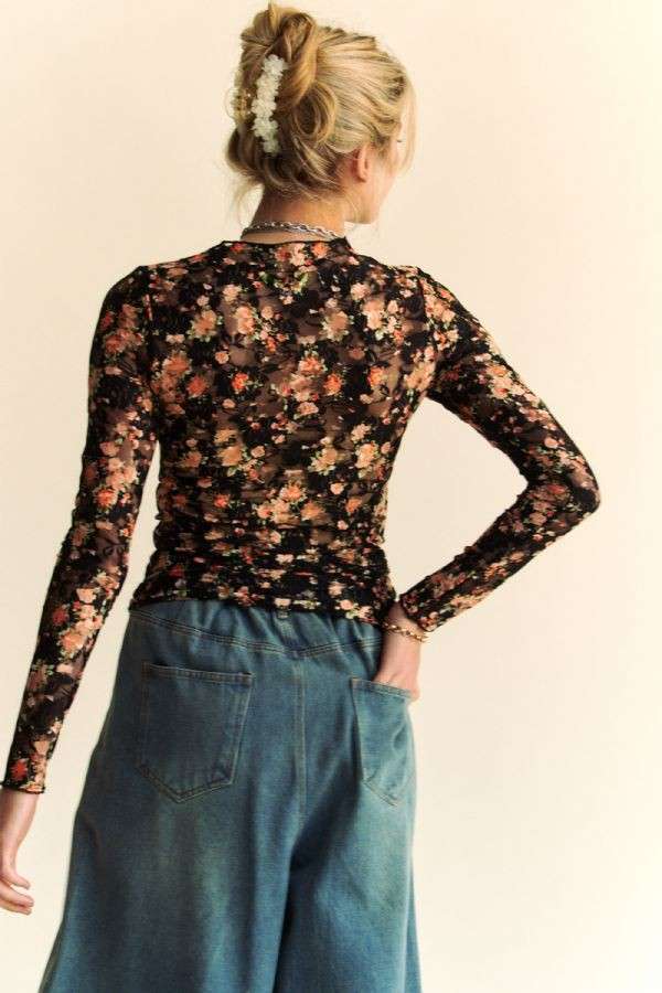 Fall Blooms Mesh Top