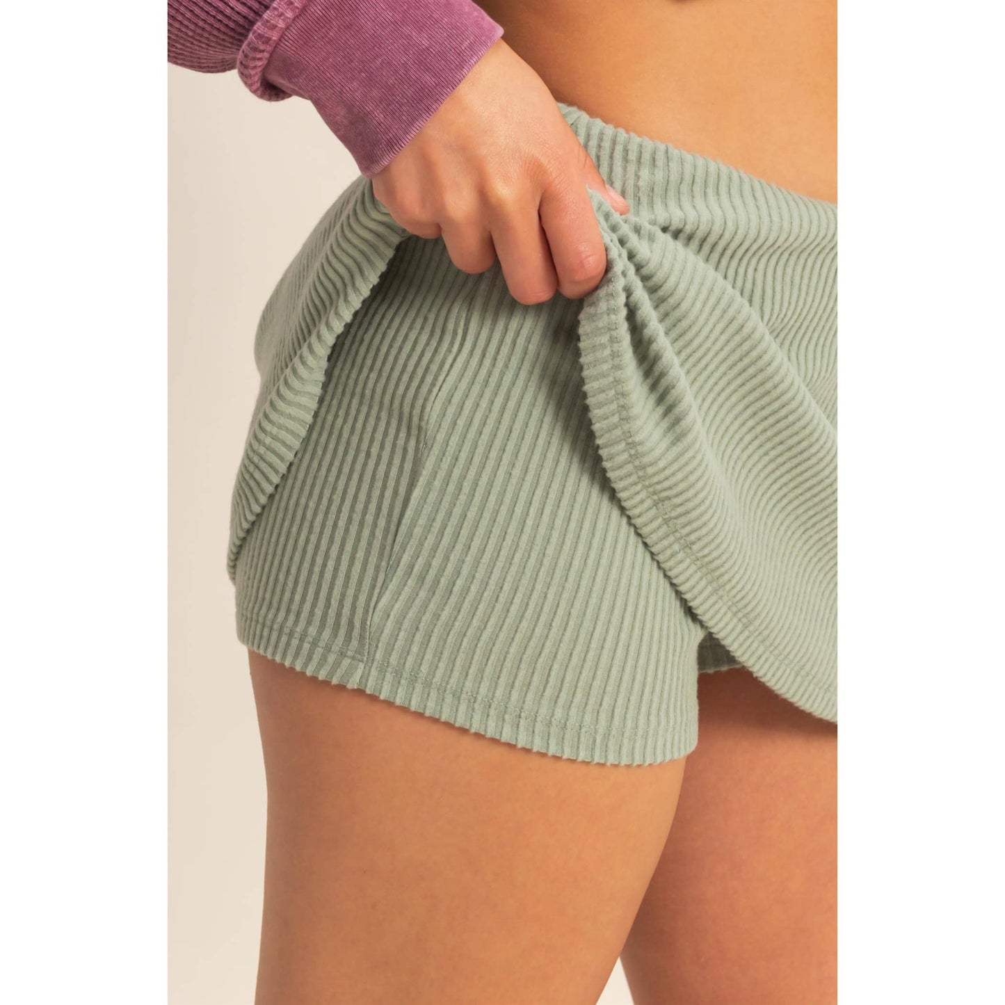 Ribbed Sage Skort