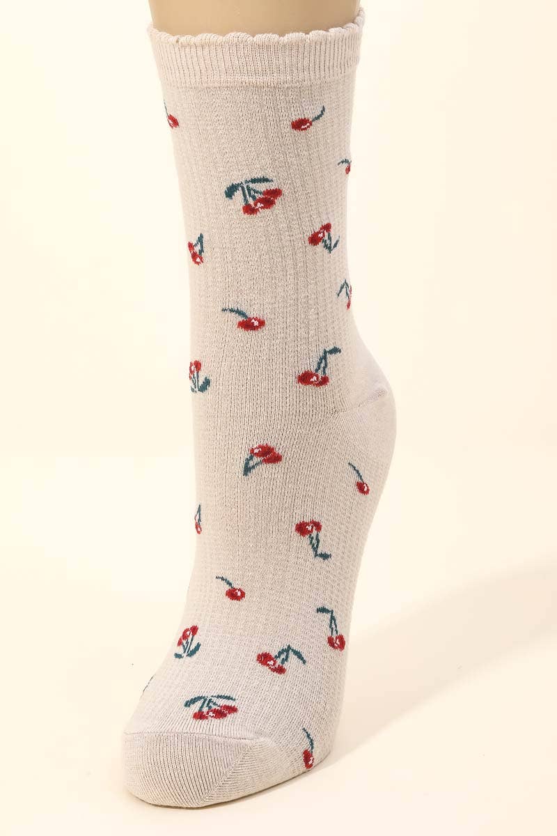 Cherry Print Socks