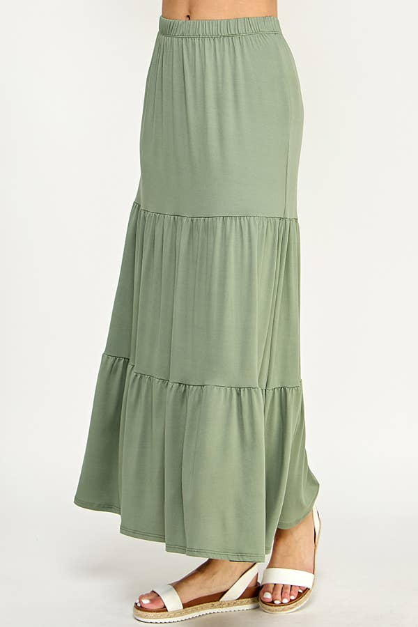 Tiered Midi Skirt - Sage