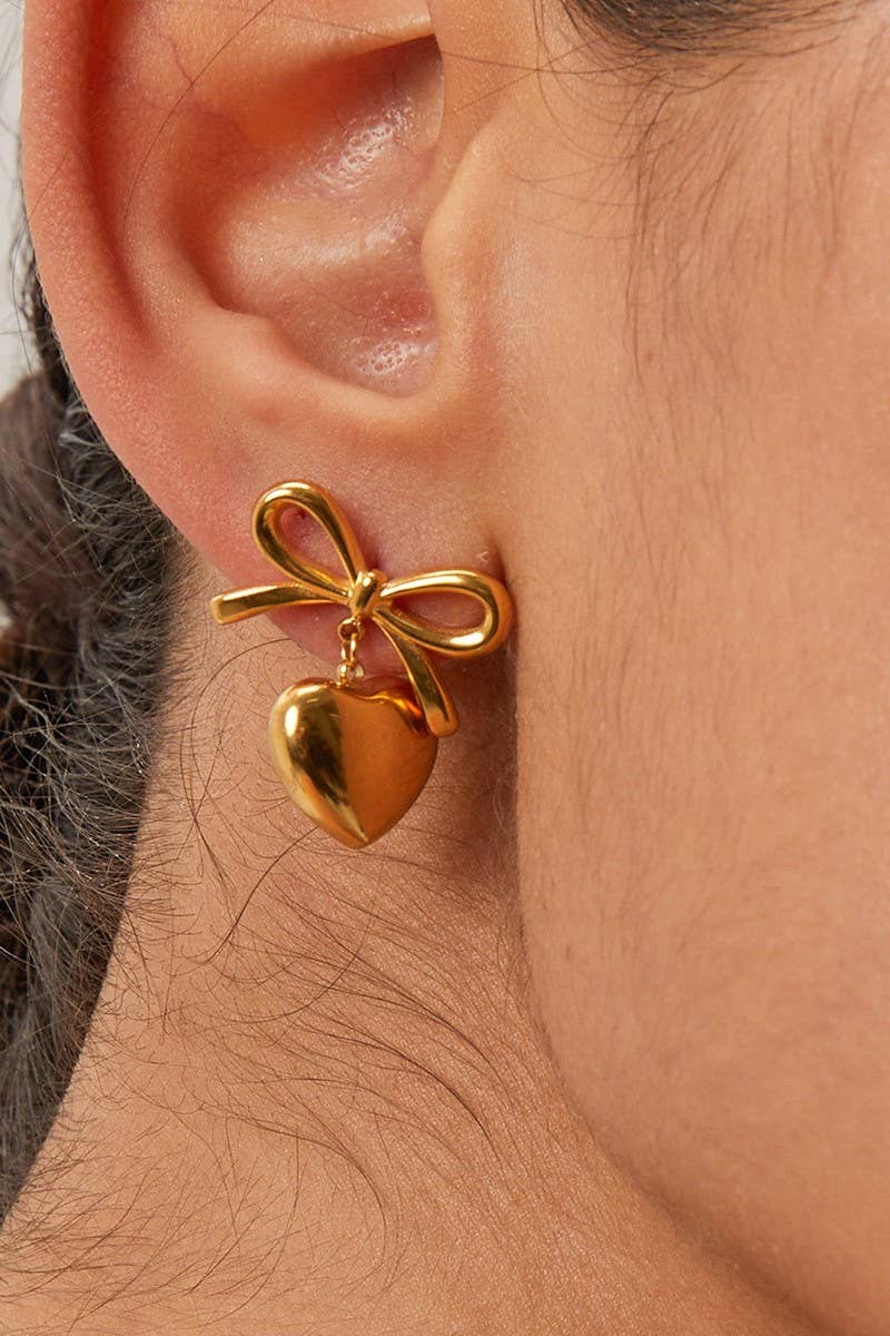 Bow Heart Earrings