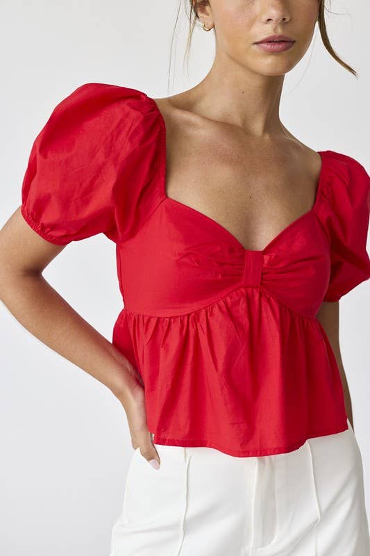 Amelia Poplin Top - Red