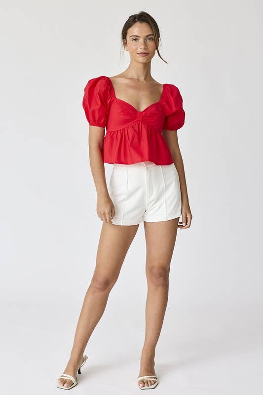 Amelia Poplin Top - Red