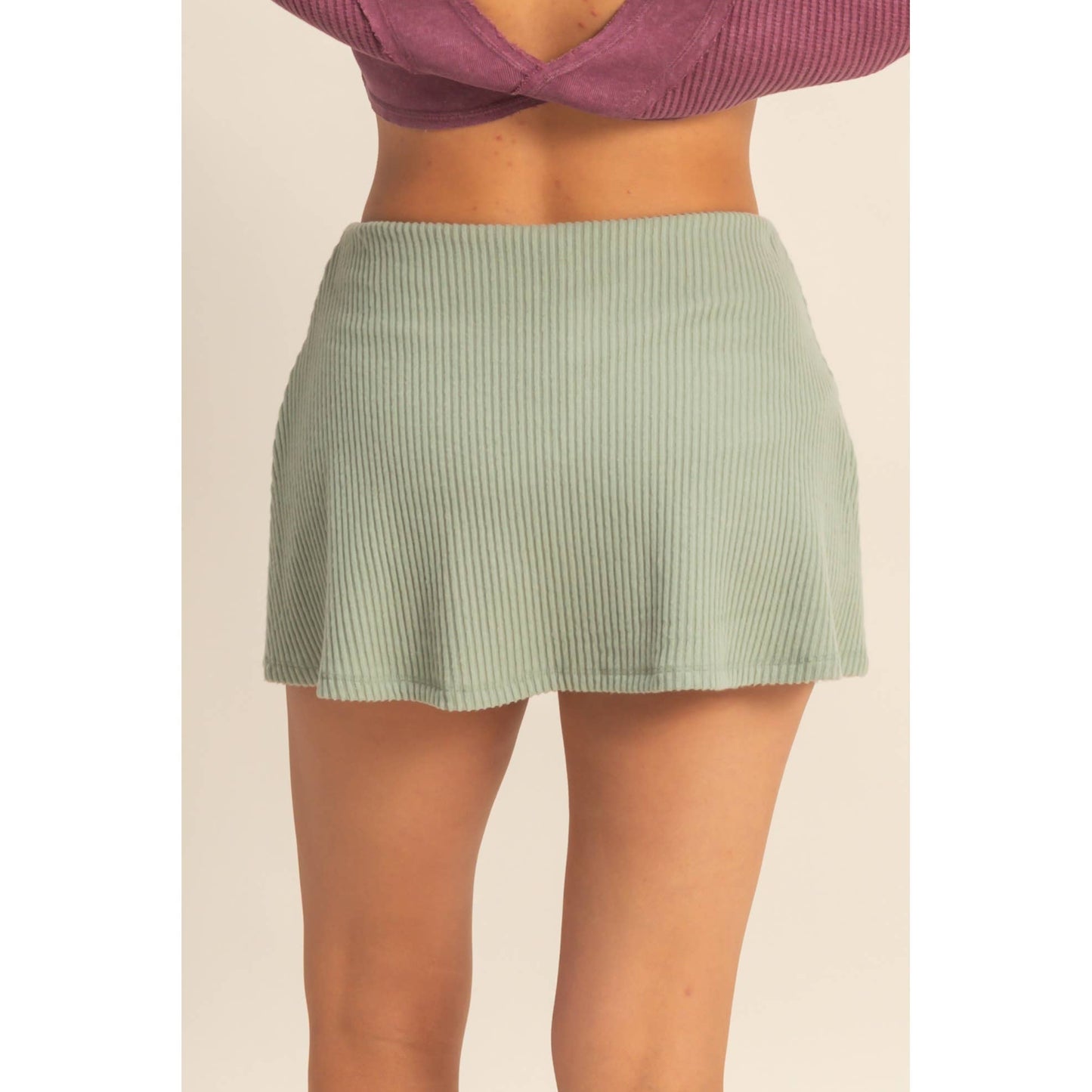 Ribbed Sage Skort