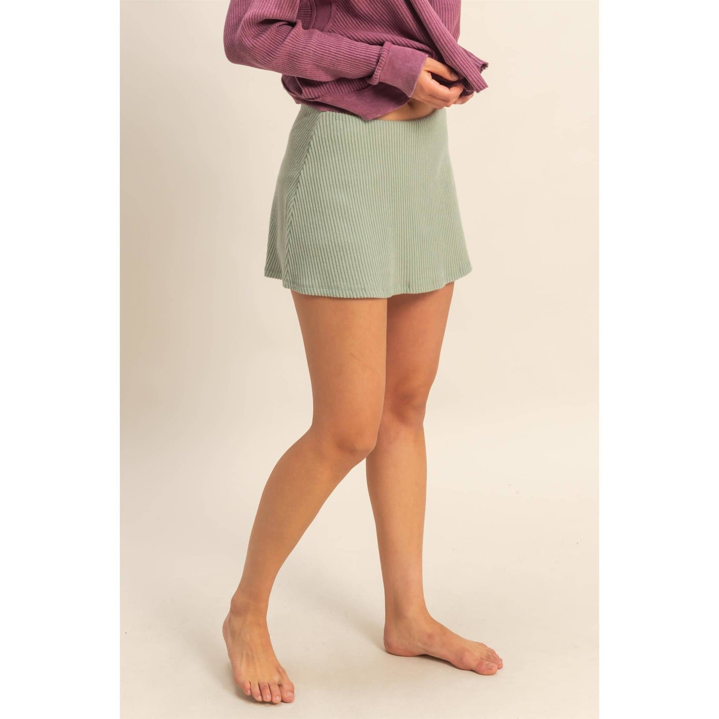 Ribbed Sage Skort