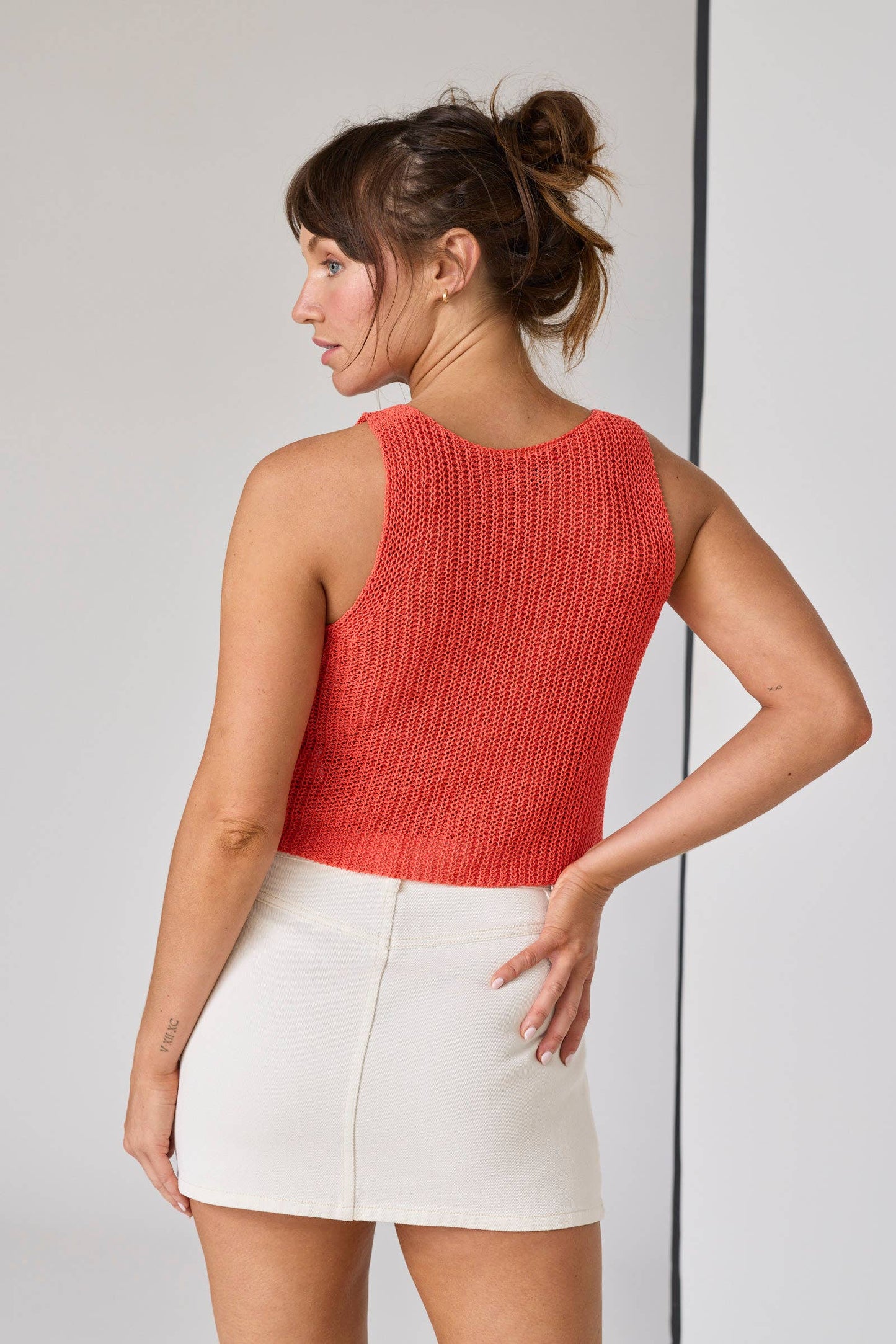 White Denim Mini Skirt