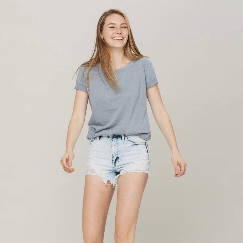 Distressed Denim Shorts