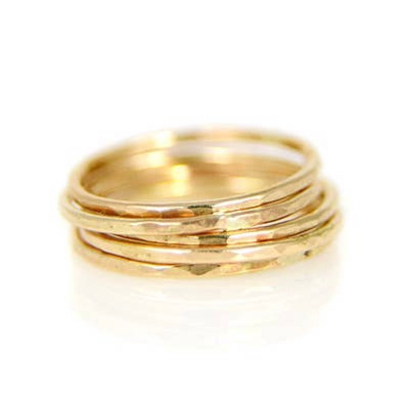 Thin Hammered Gold Ring