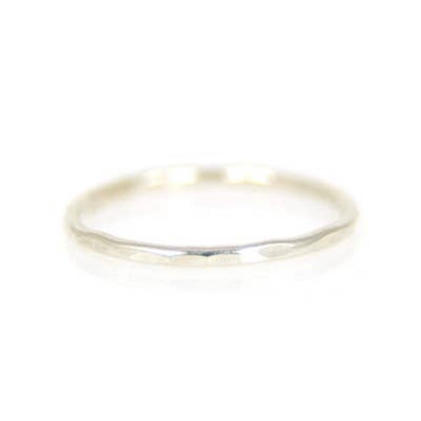 Thin Hammered Silver Ring