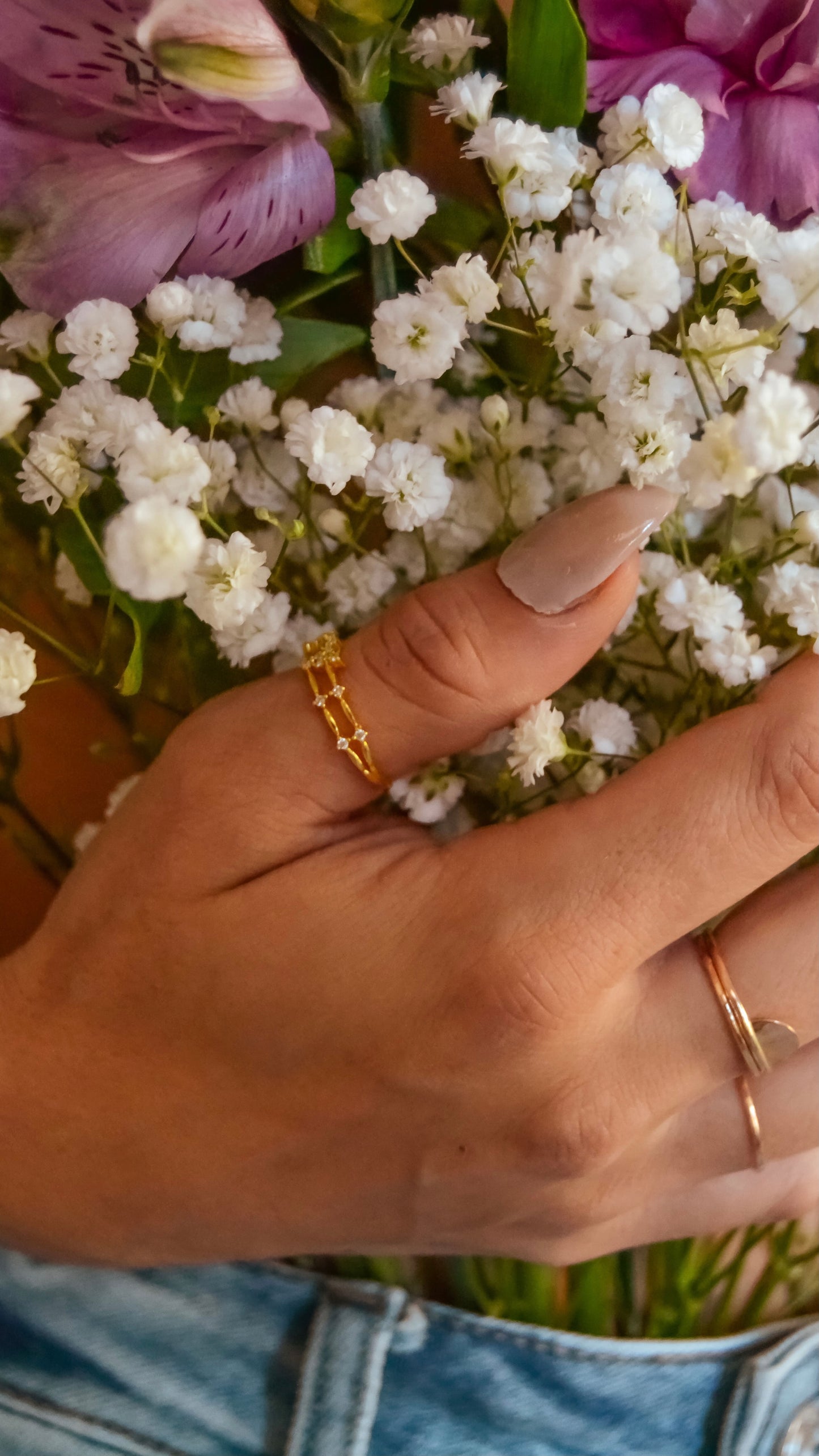 Thin Hammered Gold Ring