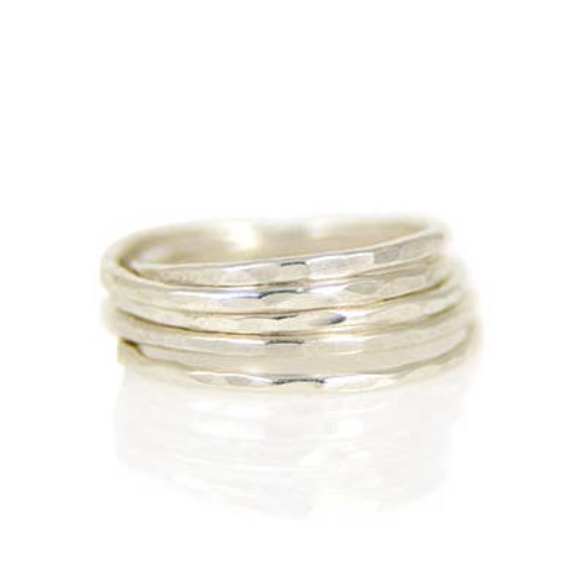 Thin Hammered Silver Ring