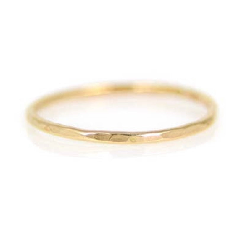 Thin Hammered Gold Ring