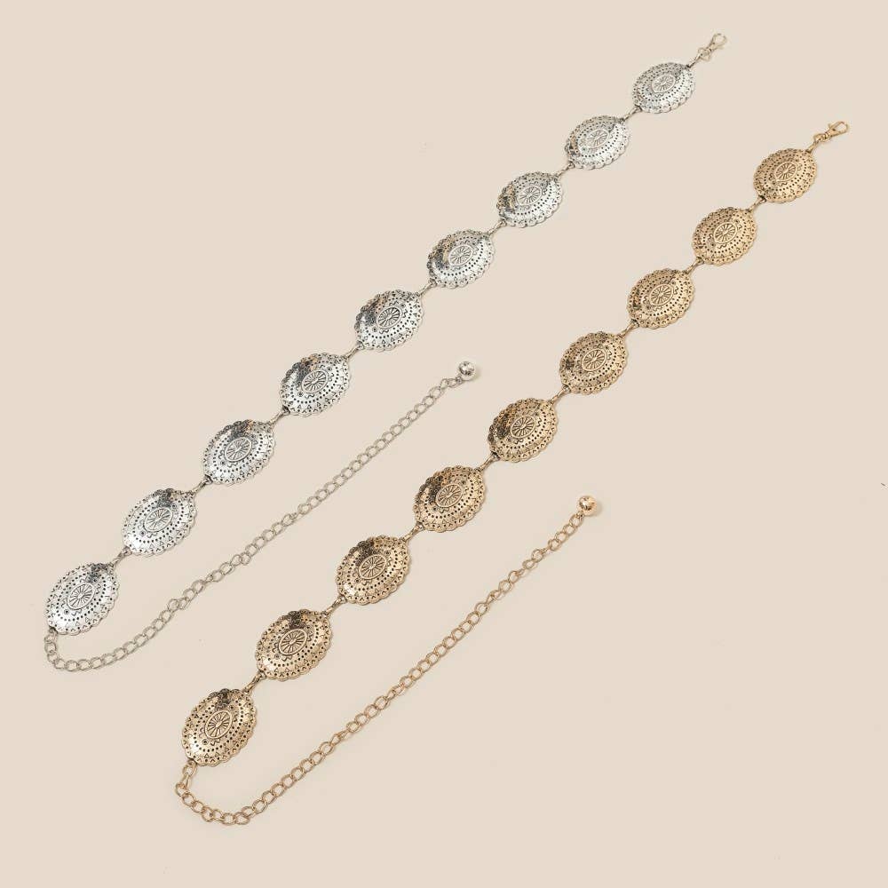 Embossed Metal Chain Belt