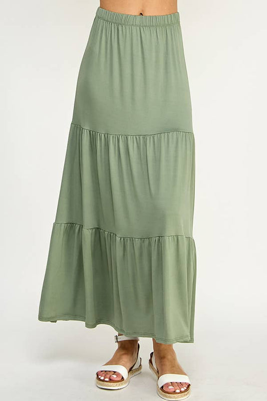 Tiered Midi Skirt - Sage