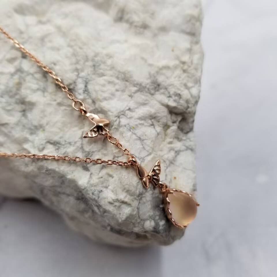 Rose Butterfly Garden Necklace