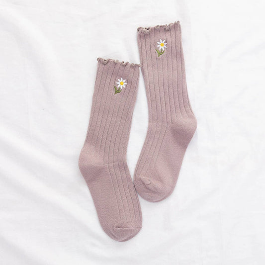 Chrysanthemum Embroidered Socks