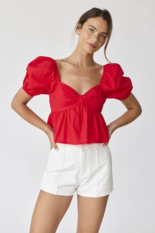 Amelia Poplin Top - Red