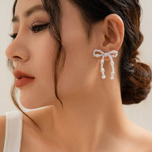 Load image into Gallery viewer, Pearl Bow Earrings
