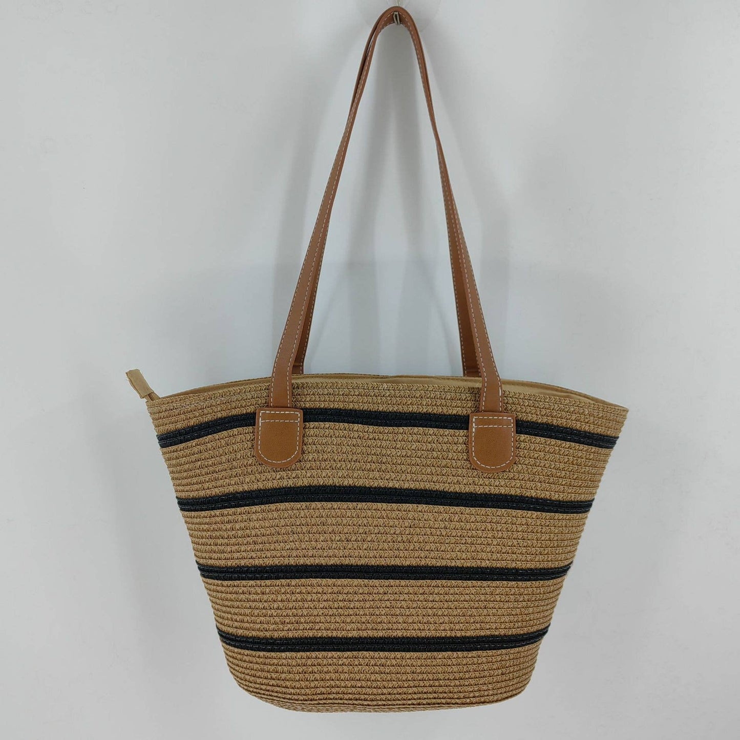 Pinstripe Straw Tote