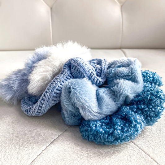 Blue Plush Scrunchies