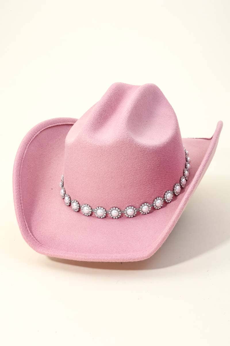 Lavender Pearl Studded Cowboy Hat