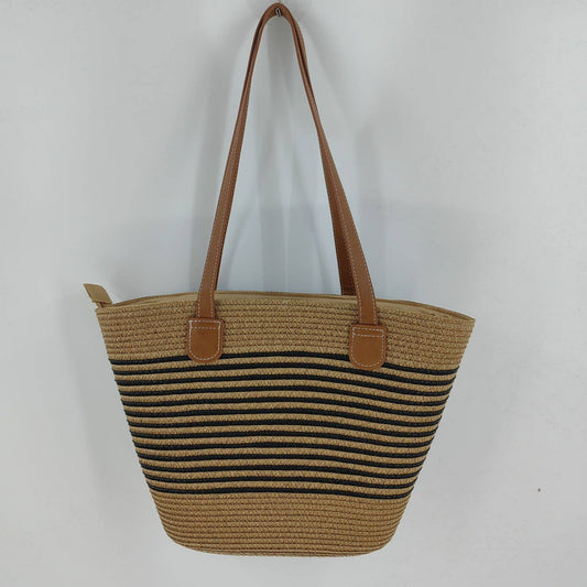 Pinstripe Straw Tote