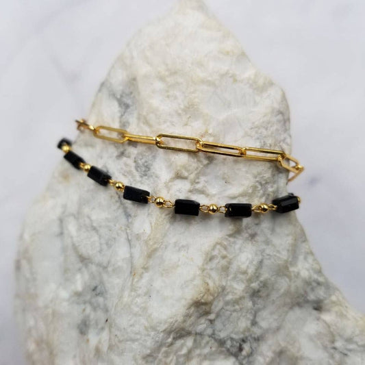 Black Baguette Chain Bracelet
