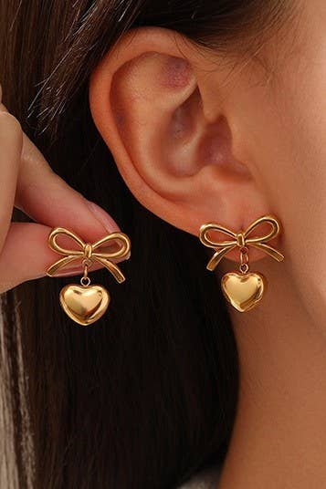 Bow Heart Earrings