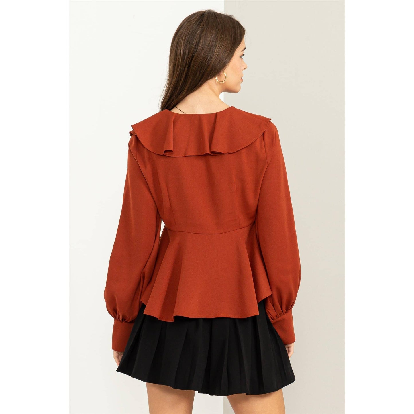 Ruffled Tie-Front Blouse