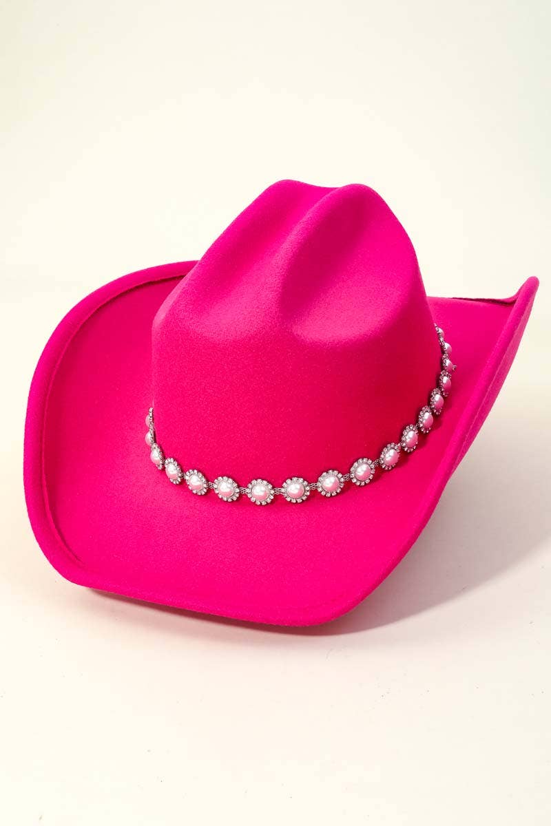 Lavender Pearl Studded Cowboy Hat