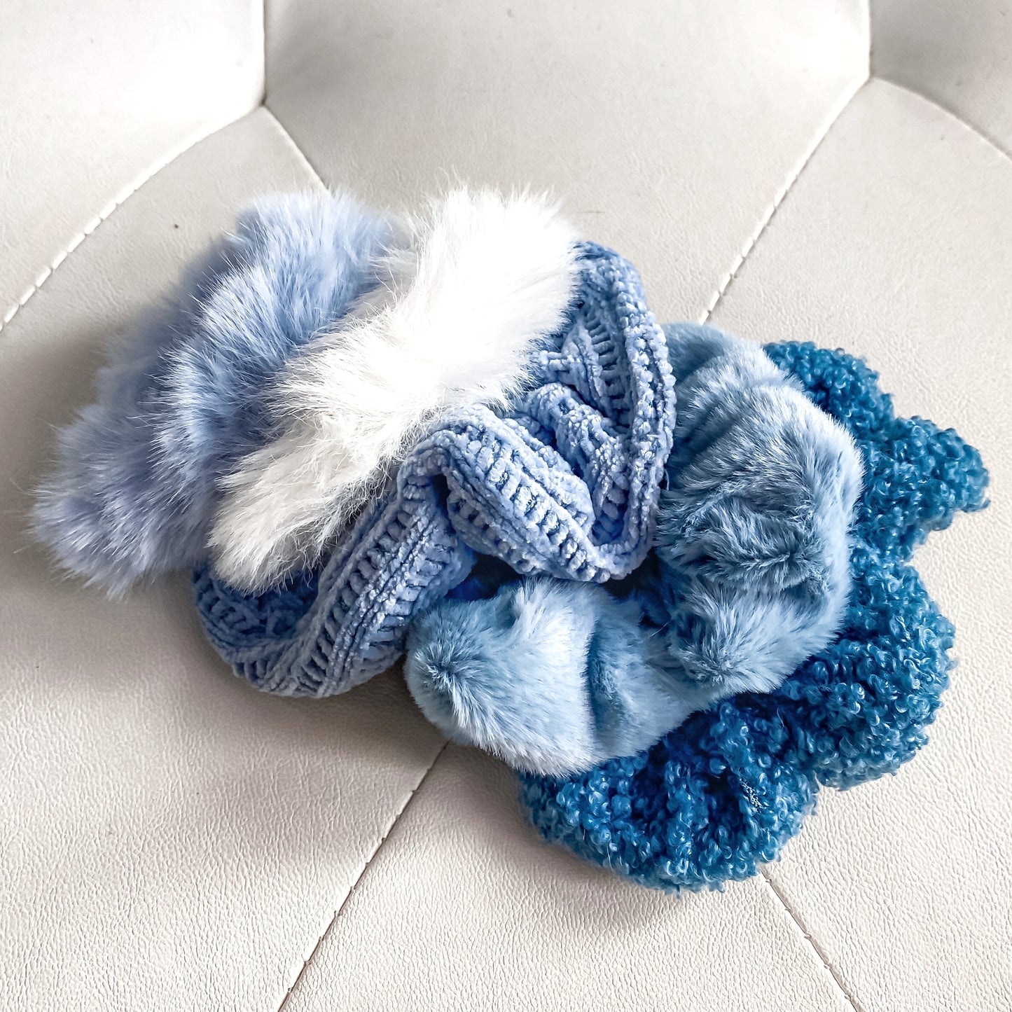 Blue Plush Scrunchies