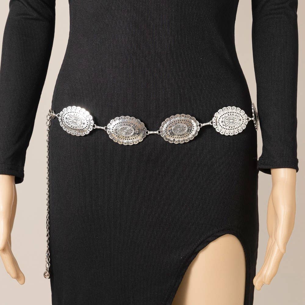 Embossed Metal Chain Belt