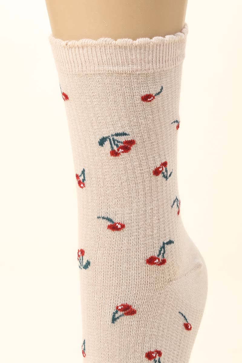 Cherry Print Socks