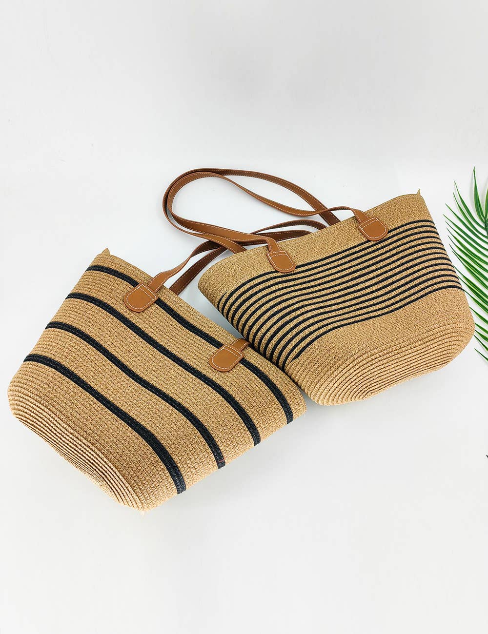 Pinstripe Straw Tote