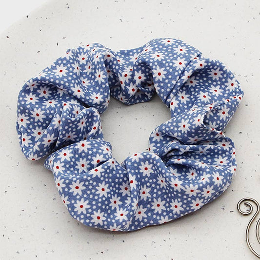 Blue Floral Scrunchie