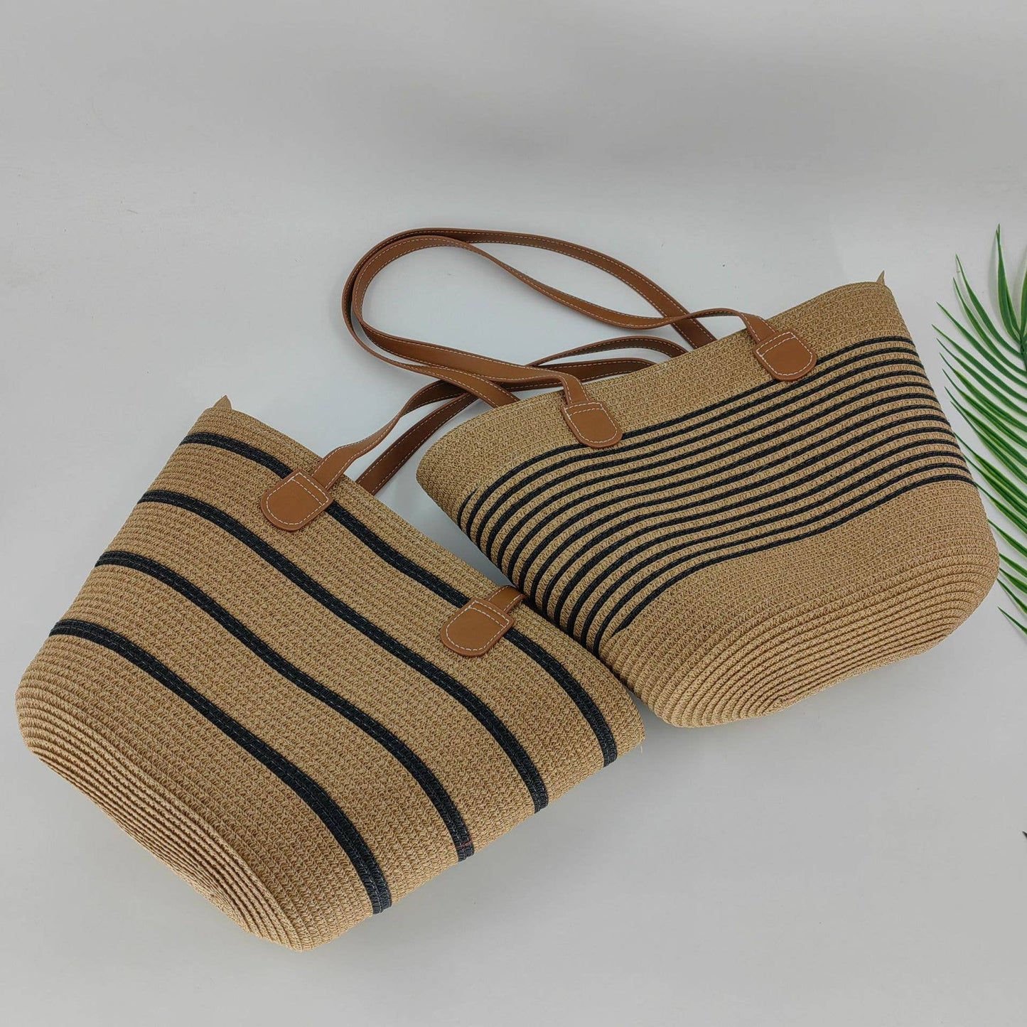 Pinstripe Straw Tote