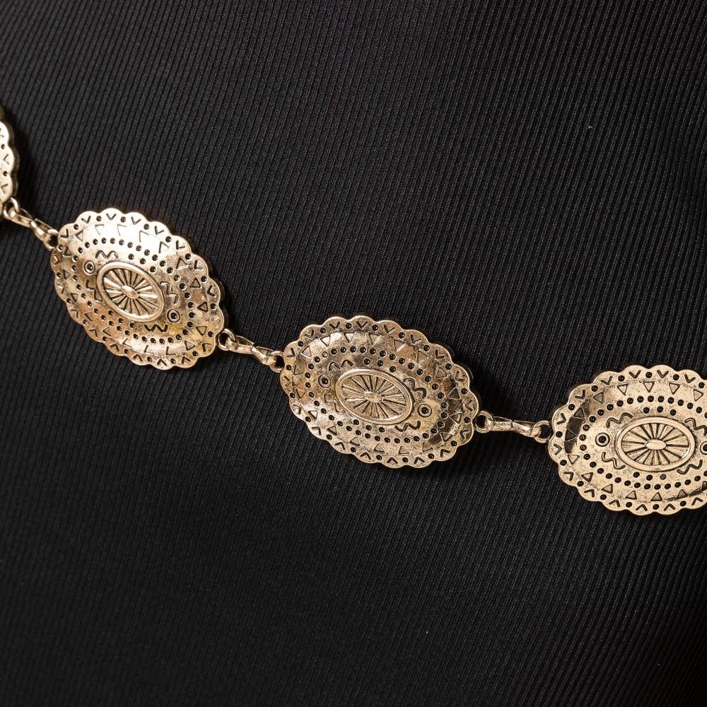 Embossed Metal Chain Belt